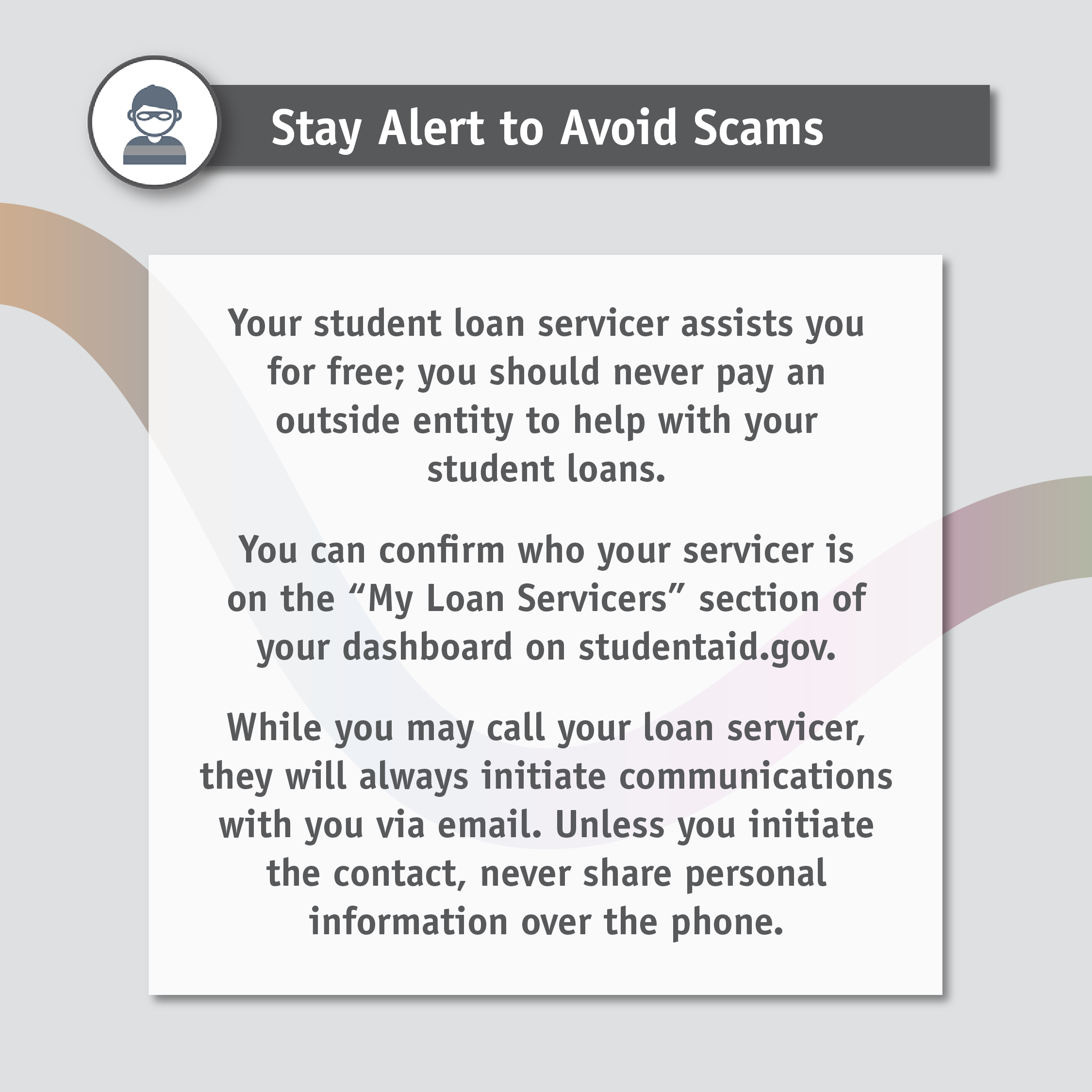 Stay Alert to Avoid Scams infographic